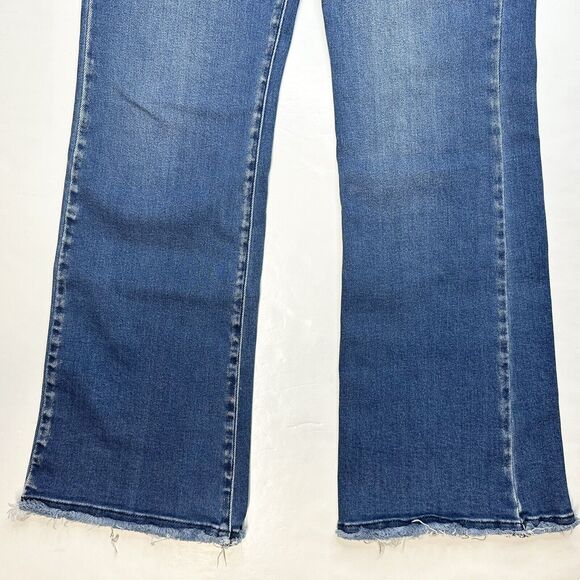 Kancan Rainn Ultra High Rise Flare Jeans 13/30 Stretch Blue Denim Fray Fringe - Picture 9 of 12